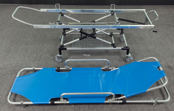 অ্যালুমিনিয়াম খাদ প্রথম সাহায্য পিইউ চামড়া রোগীর ট্রান্সফার ট্রলি বিচ্ছিন্ন ব্যাকলিফট