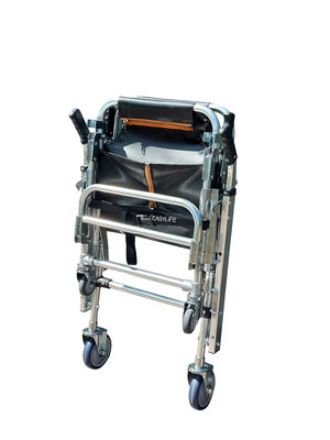 পিভিসি ফ্যাব্রিক সহ ভাঁজযোগ্য পুরু অ্যালুমিনিয়াম খাদ সিঁড়ি স্ট্রেচার 4 চাকা এবং 6 হ্যান্ডেল