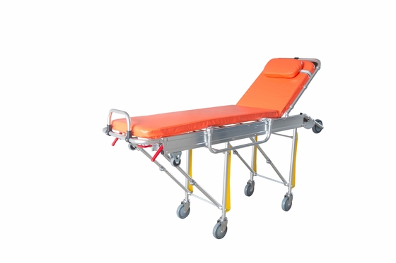 ভালো দাম 190 X 55 X 92CM ফোল্ডিং অ্যাম্বুলেন্স স্ট্রেচার ট্রলি 40kg উচ্চতা সামঞ্জস্যযোগ্য স্বয়ংক্রিয় বোর্ডিং অনলাইন